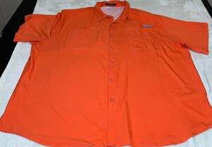 Columbia PFG Tamiami Short Sleeve Fishing Shirt Men's Big & Tall 4XT Orange